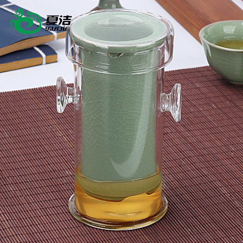 Black tea tea set liner made of tea cup glass filter personal double ear punching tea ware ceramic tea tea pot suit home-Taobao