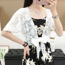 Women's fat mm lace small shawl waistcoat large size sunscreen women's 200kg thin summer short outside women's open