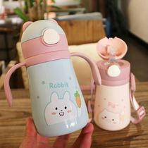 Childrens thermos cup 316 stainless steel portable water cup Childrens primary school students go to school kettle drop-proof with handle straw