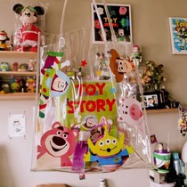 Transparent tote bag summer Korean version girls transparent PVC portable storage bag portable cartoon bag ins wind Japanese style