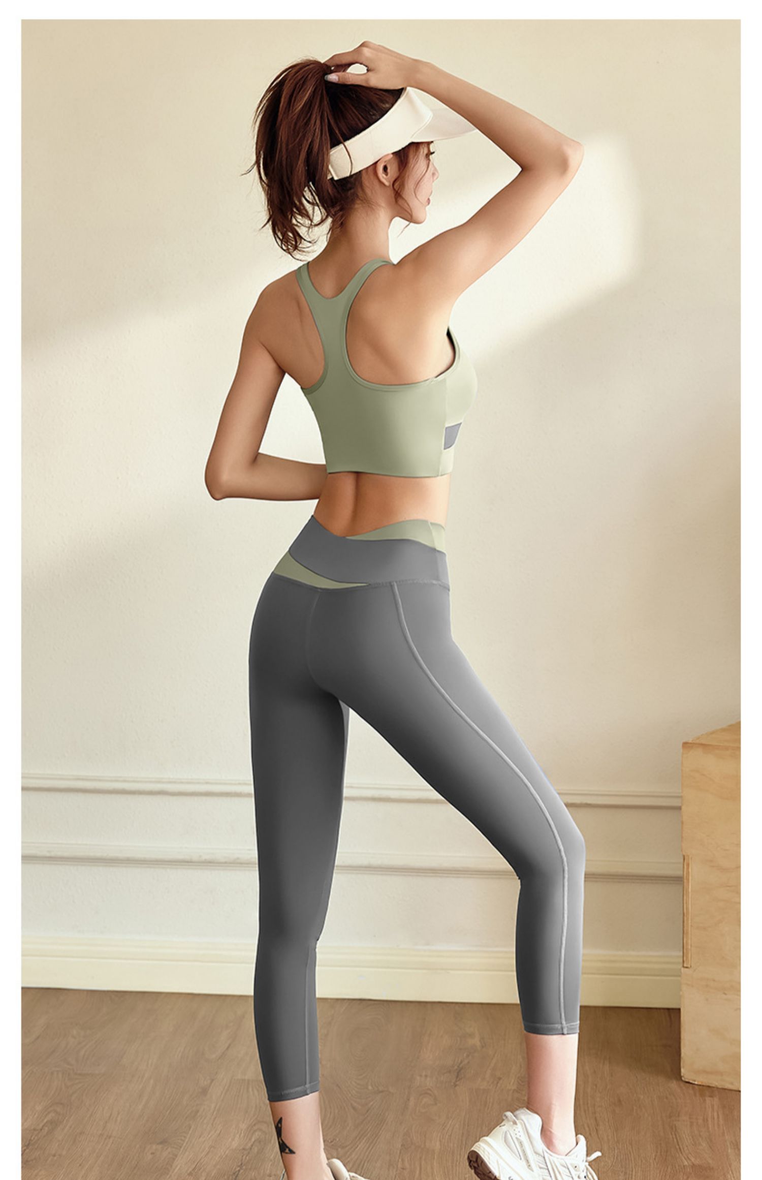 新款撞色高腰收腹瑜伽服防震收腰瑜伽套装紧身提臀裸感瑜伽服套装