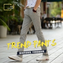 Ice silk trousers mens casual pants linen summer slim straight tube loose business thin cotton linen summer pants Spring