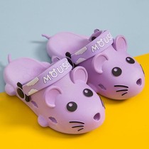 Outside wearing parent-child slippers Cute Female Mouse Cartoon Children Slippers Indoor Anti-Slip Home Baotou Dongle Shoes Summer