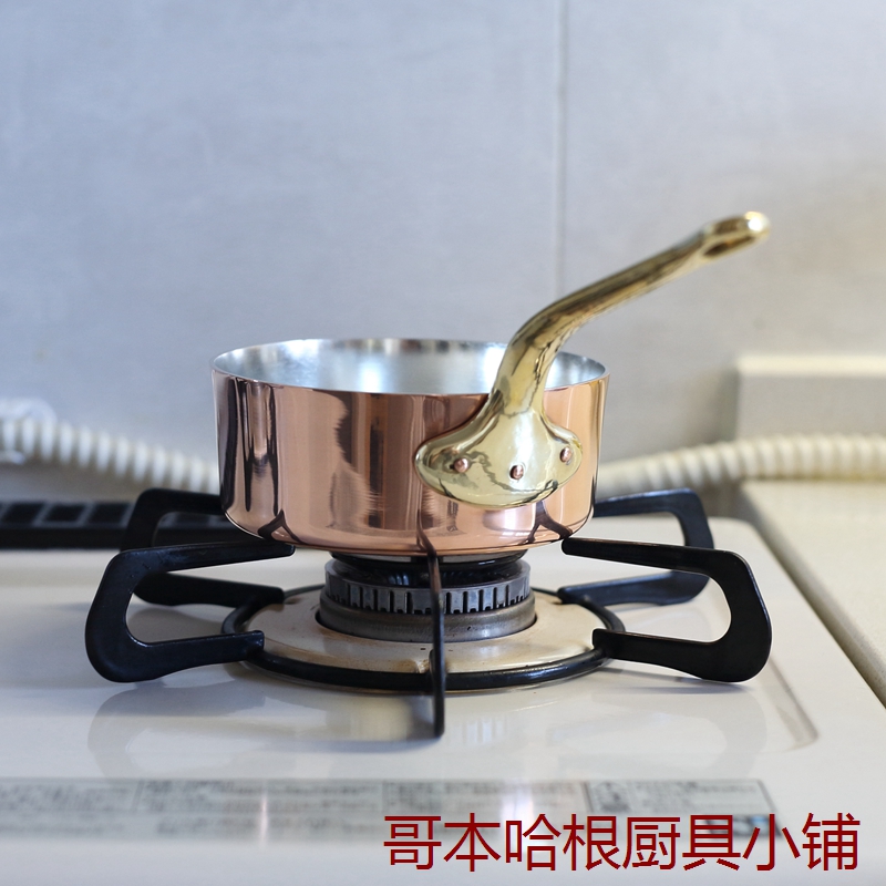 銅鍋 厚3mm 径27cm 重5.3kg 深型真鍮柄 極厚 和田