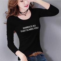 New autumn winter black base shirt Womens Long Sleeve t Korean slim T-shirt printing large size interior with early autumn coat 2021