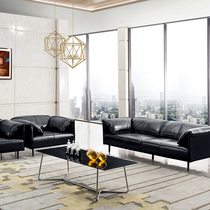 New office real leather sofas minimalist modern guests negotiate reception room Business office sofa trio position