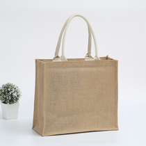 Large capacity jute retro bag customized environmentally friendly shopping bag linen gift bag