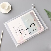 a4 File Bag Zipper Style Widening Transparent Plastic Large Capacity Student Thickening Kit Cute Test Paper Cashier Bag