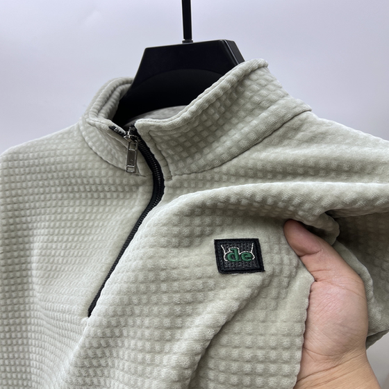 High -end velvet semi -zipper plus velvet thick sweater, male leading winter warm T -shirt men's long sleeves, coat High -end velvet semi -zipper plus velvet thick sweater, male leading winter warm T -shirt men's long sleeves, coat