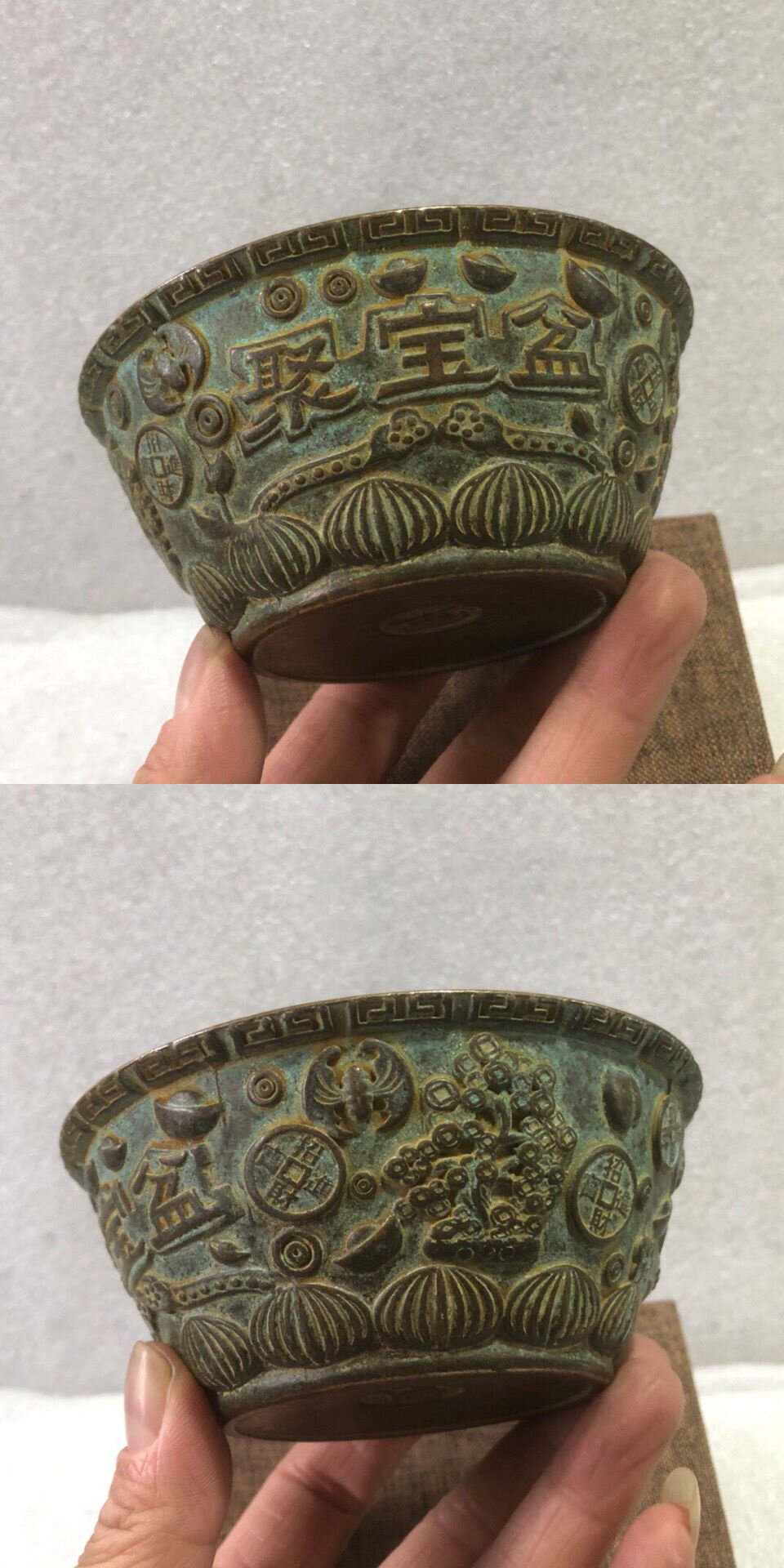 纯铜仿古进宝大明宣德聚宝盆宫廷皿器佛堂摆件收藏