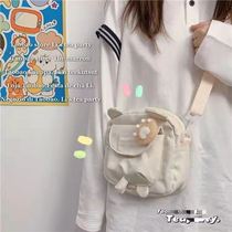 Korea Cute Bag Bag 2021 New Little Bear Sail Bag Womens Slanted Satchel Day Ensemble Teenage Girl Student 100 Lap Single Shoulder Bag