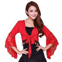 Super fire square dance fashion clothing new dance clothes horn sleeve shawl top practice clothing dance performance clothing