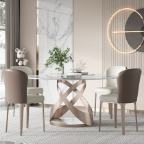 Italian light luxury slate dining table round table modern minimalist household marble dining chair with turntable 1 8 meters round table