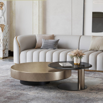 Light luxury tempered glass stainless steel round coffee table small apartment living room post-modern minimalist coffee table designer furniture