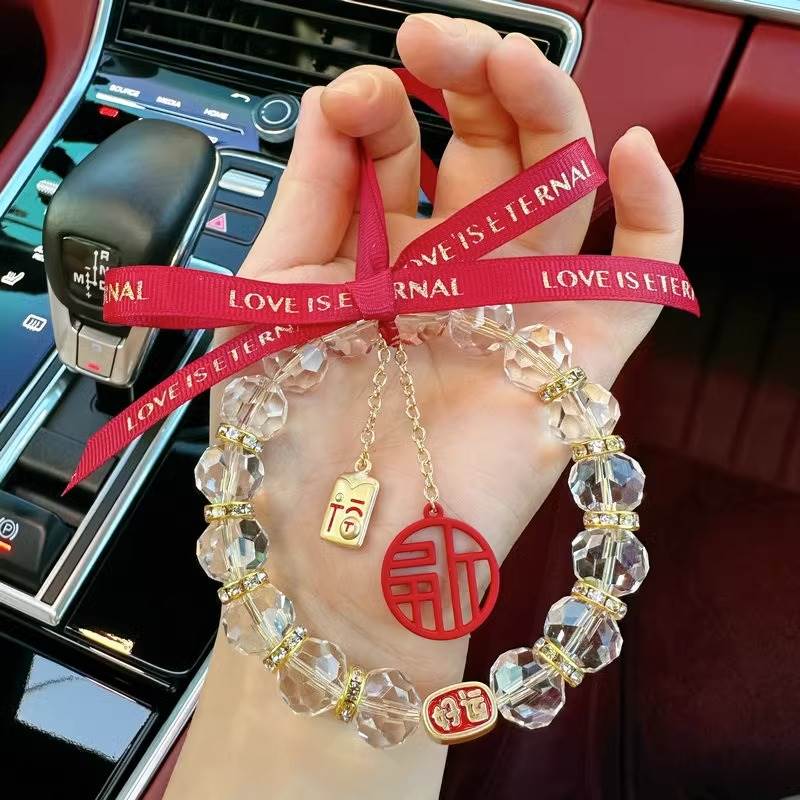 2023 new car pendants Safe and joyless vehicular crystal wall-mounted rearview mirror decorated in-car pendant goddess-Taobao