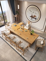 Solid wood large board tea table and chair combination new Chinese style kung fu tea table tea table modern minimalist home living room office