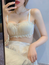 Japanese sexy bandeau underwear Anti-naked girl suit without rims Anti-sagging small chest gathered bra