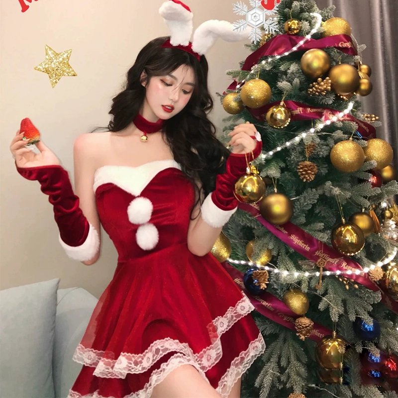 Christmas wardrobes Maid Skirt Suit Rabbit Girl Cos Clothing Sexy Pure Desire To Seduce Sleep-hot Uniforms Qqny-Taobao