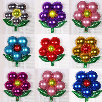 18 inch round petals aluminum film Balloon Children Birthday birthday party decorations with five petals of flower green leafy flowers