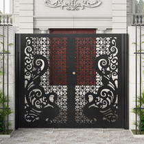 Wall Fence Door Zinc Alloy Chinese Double Open Door Villa Aluminum Art Gate Countryside Yard Home Patio Iron Art Door