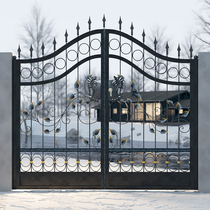 Iron Art Gate Neighborhood School New Countryside Double Open Courtyard Eu Style Factory Villa Gate Brief home Custom