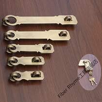 New Chinese style pure copper door lock Wooden door handle Copper lock padlock Round open door Antique door lock pure copper lock