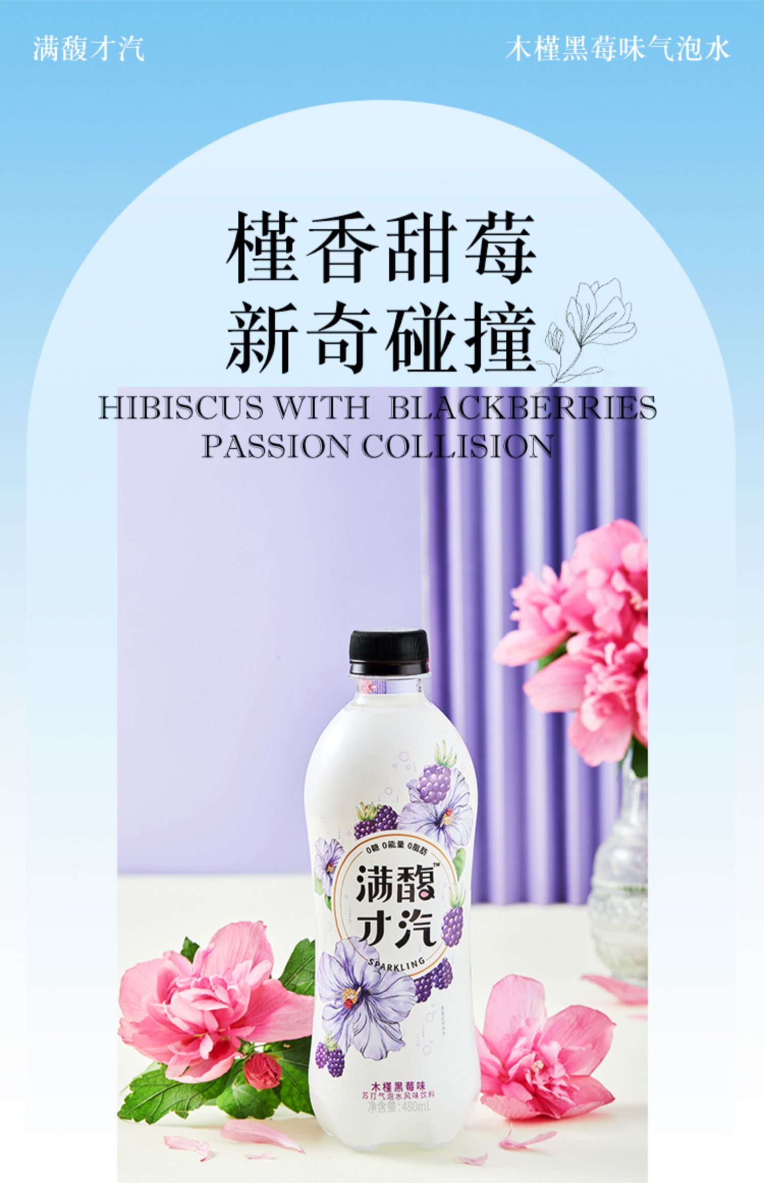 满馥才汽花果苏打气泡水0糖0脂0卡480mL*15