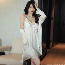 Sandro Vicari Sexy seductive Ice Sleepy Girl High Sensation Harness Sleeping Dress True Silk Sleepwear 2 sets