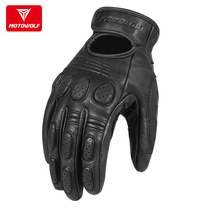 Motorcycle riding genuine leather gloves Halle retro anti-fall full finger touch screen cross-country locomotive knight equipped breathable man
