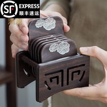 Kung Fu tea set teacup mat tea ceremony ebony solid wood tin heat insulation mat tea saucer accessories decoration tea tray