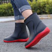 fashion rain boots waterproof men's trendy mid-calf boots outer wear low top rainproof shoes fishing shoes rubber shoes