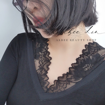 To pick up the leak brick cabinet double V-neck lace ladies slim body tight base autumn and winter long sleeves