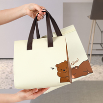Bear non-woven aluminum foil film portable packaging bag customized milk tea coffee dessert bakery takeaway thermal insulation refrigerated bag