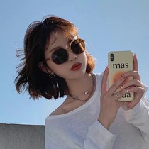 High-quality sunglasses female big face thin retro kuku large frame black sunglasses summer net red