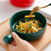 Ceramic Cute Baking Rice Pan Handle Baking Bowl Oven Special Dishes Home Cutlery Foam Noodle Bowl Breakfast Salad Bowl