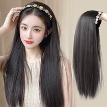 Wig female long hair band wig one u-shape half head cover long straight hair natural one piece imitation hair wig piece