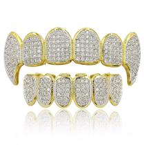 European and American hiphop hip hop full braces rap grillz teeth tide personality explosion zircon gold jewelry teeth