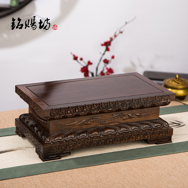 Ebony square lotus vajra Buddha statue base solid wood Guanyin bodhisattva god of wealth Guan Gong mahogany bracket Buddha shrine customization