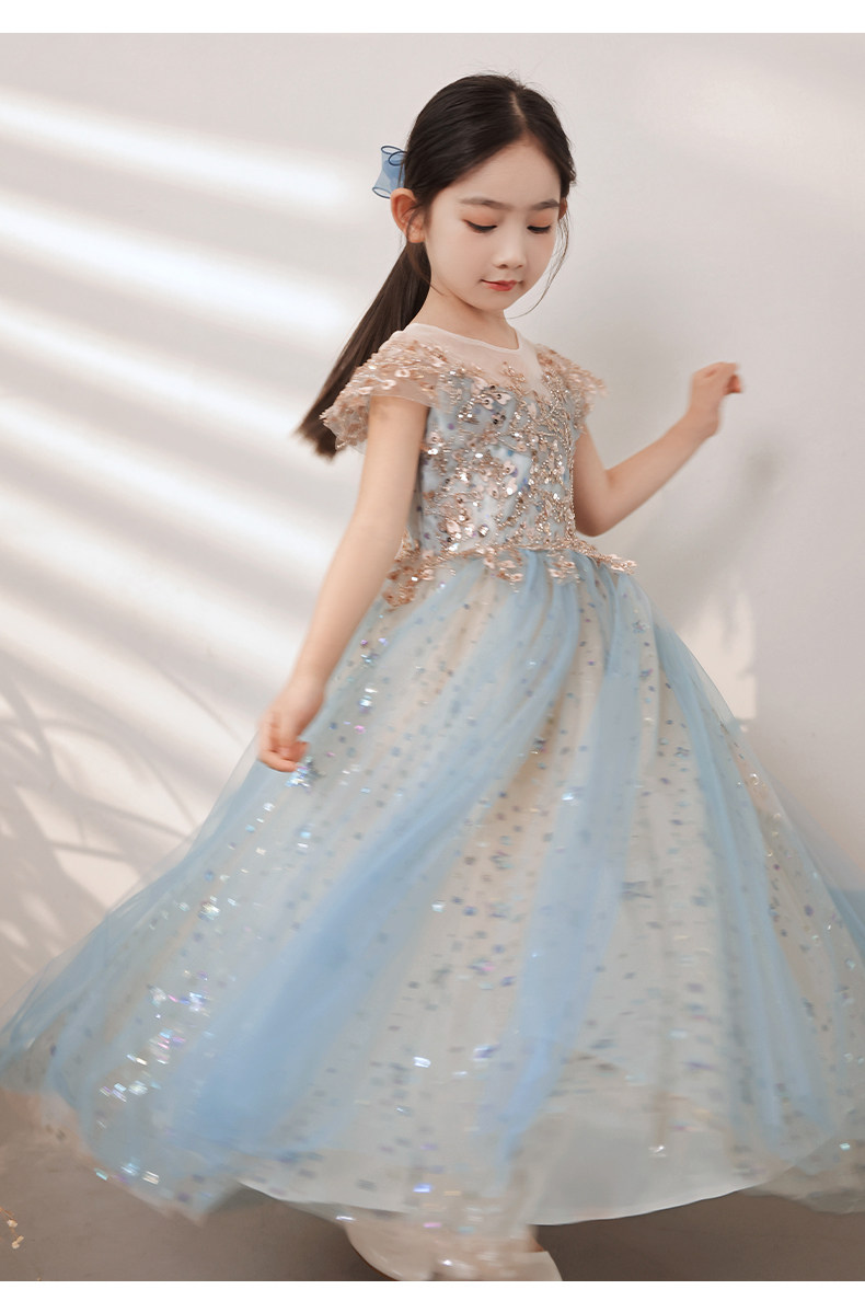 女童礼服2022花童婚礼小女孩生日公主裙儿童主持人钢琴演奏演出服