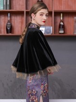 Small Shawl Woman Spring Autumn Accessories Qipao Dress Gold Velvet External Hitch Elegant Jacket Middle-aged Mom Gown Cape Open -