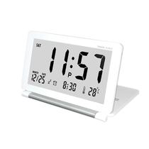 Alarm clock electronic bell mute student lcd clock fashion minimalist creative ultra-thin clamshell travel temperature folding meter