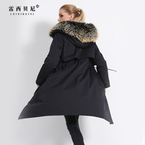 Business Parker clothing 2021 Winter new female detachable Rex rabbit hair liner fur medium long fur one coat