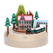 Forest wood fun wooden music box train wooden music box for childrens first anniversary birthday gift