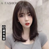 Wig female summer short hair real hair silk fashion net red shape air bangs long straight hair full head wig set