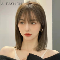 Wig 2021 Fashion New Short Straight Hair Wave Head Full Human Hair Natural Air Bangs Full Head Covers