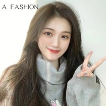 Wig female long straight hair full real human hair natural headgear light and breathable net red lace full head wig headgear