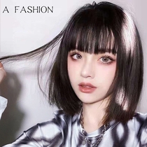 Wig short hair female bobo head fashion natural net red frivolous bangs modified face real hair full headgear