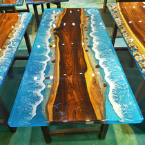 Household log tea table tea table tea table whole board book desktop wave solid wood big board rosewood epoxy resin river table