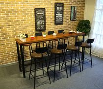 Home balcony table and chair combination coffee shop milk tea shop table and chair solid wood bar table against wall restaurant bar high table