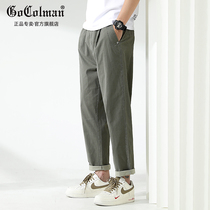 GoColman Summer thin style casual pants Mens new trends 100 Lapped Loose Straight Cylinder Tooling 90% Large Yard Pants
